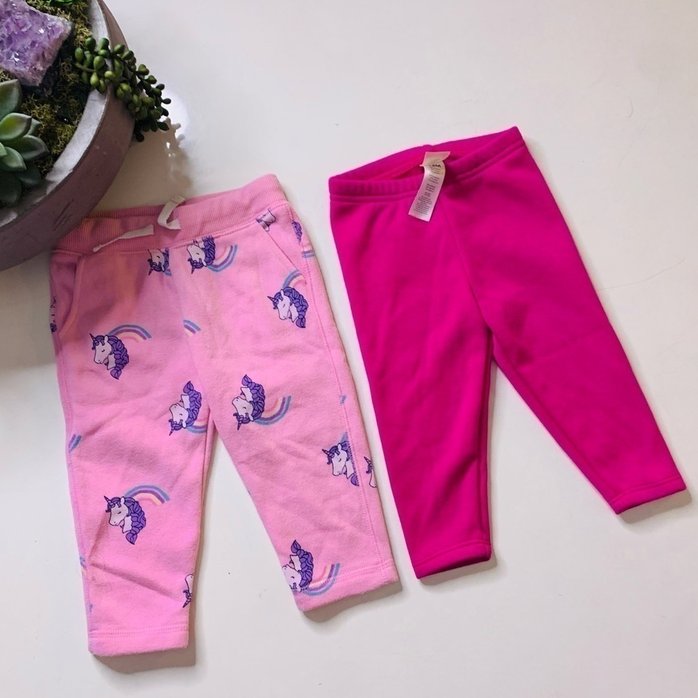 OshKosh B’Gosh 12 months pink girls cotton Pullover Long Pants unicorn pink set